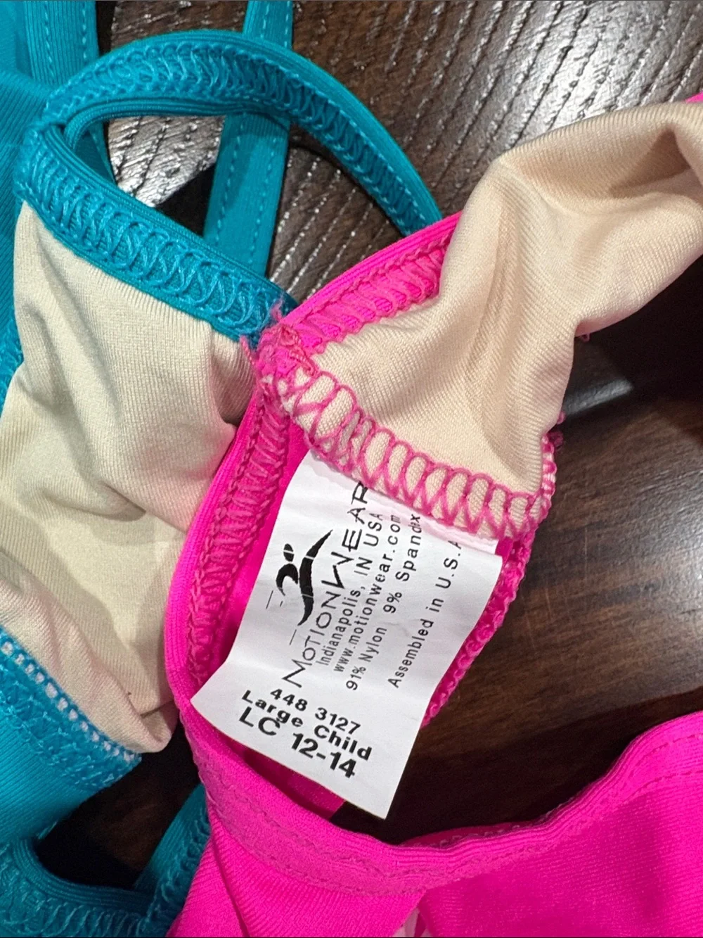 Girls' Bright Pink & Teal Dance Crop Tops with Dance  shorts (3 pieces)